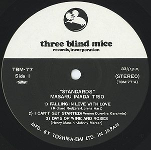 今田勝トリオ Masaru Imada Trio / Standard (LP) / Three Blind Mice