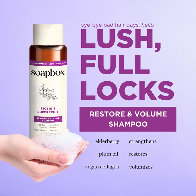 Soapbox Biotin and Superfruit Restore & Volumize Shampoo | Grove