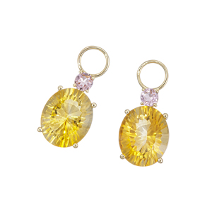 ♢N♢K18 ピンクジルコン＆イエローシトリン セットチャ―ム ♢N♢K18