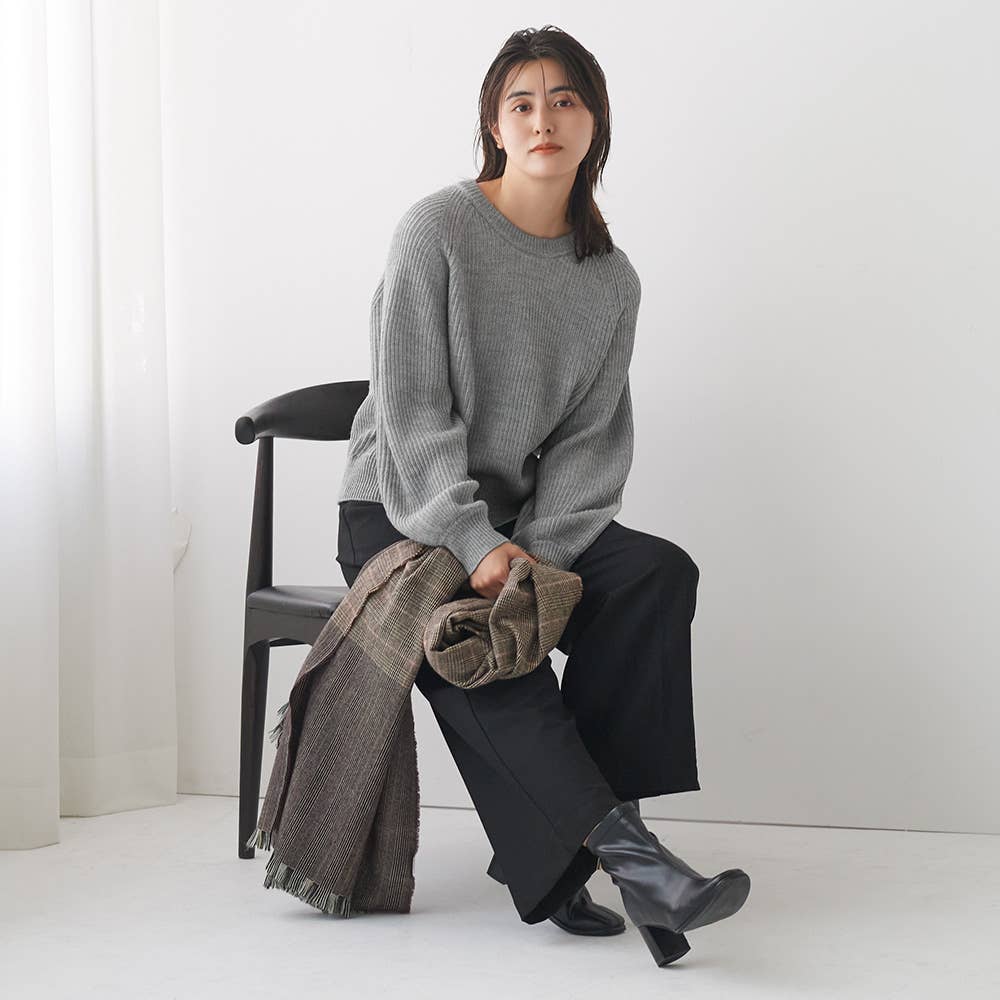 リブ編みニットプルオーバー【SALE】 ALY636 :レディース トップス