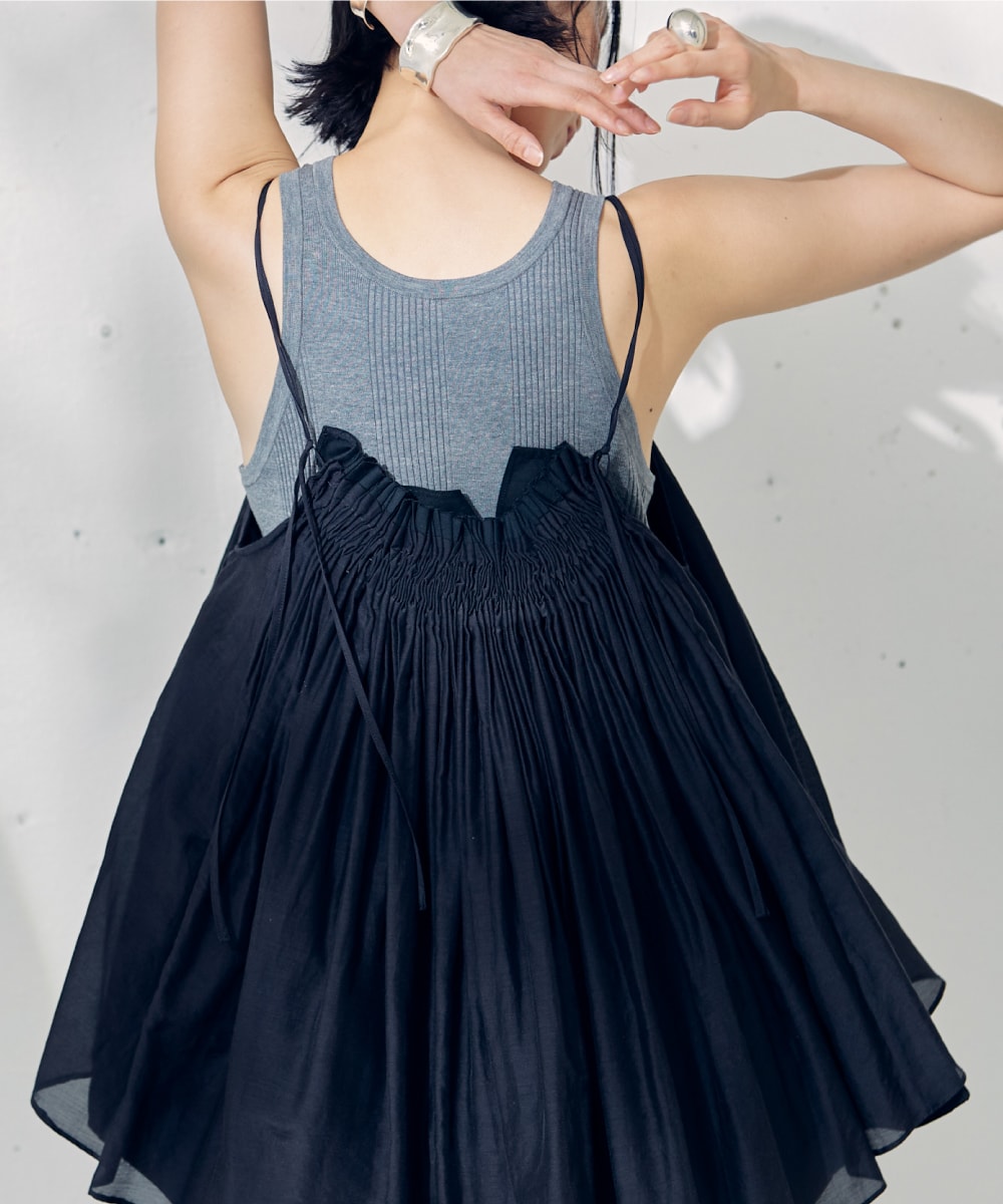 新品未使用】カレンソロジーコットンシルクギャザーキャミソールブラック