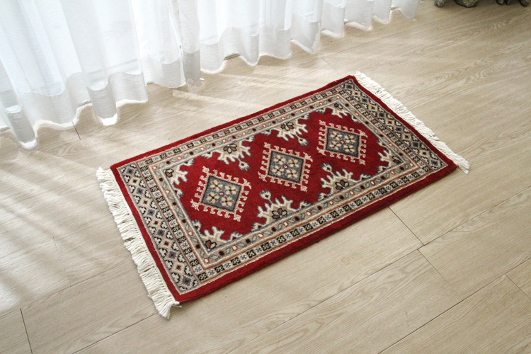 パキスタン段通玄関マットP69-9257 46×79cm | ラグマット・玄関マット