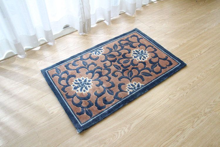 シルク緞通玄関マット 120Line Limited 唐花唐草 50×79cm | ラグマット