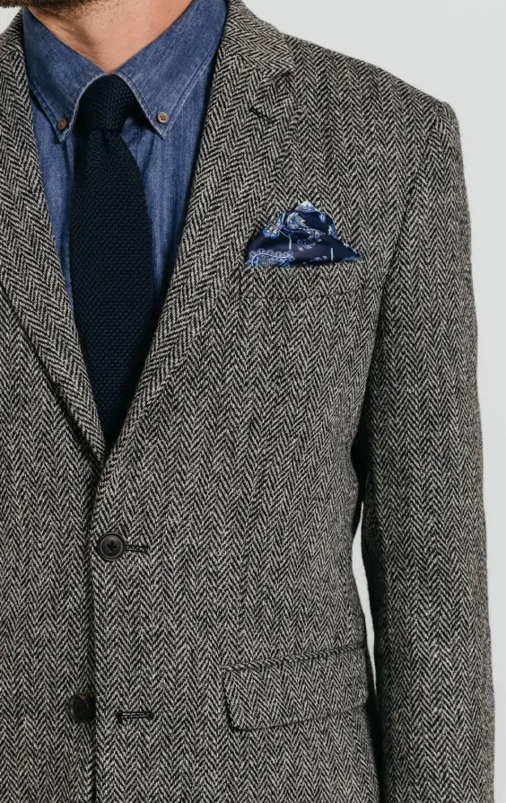 Harris Tweed of Scotland Grey Herringbone Suit | Dobell
