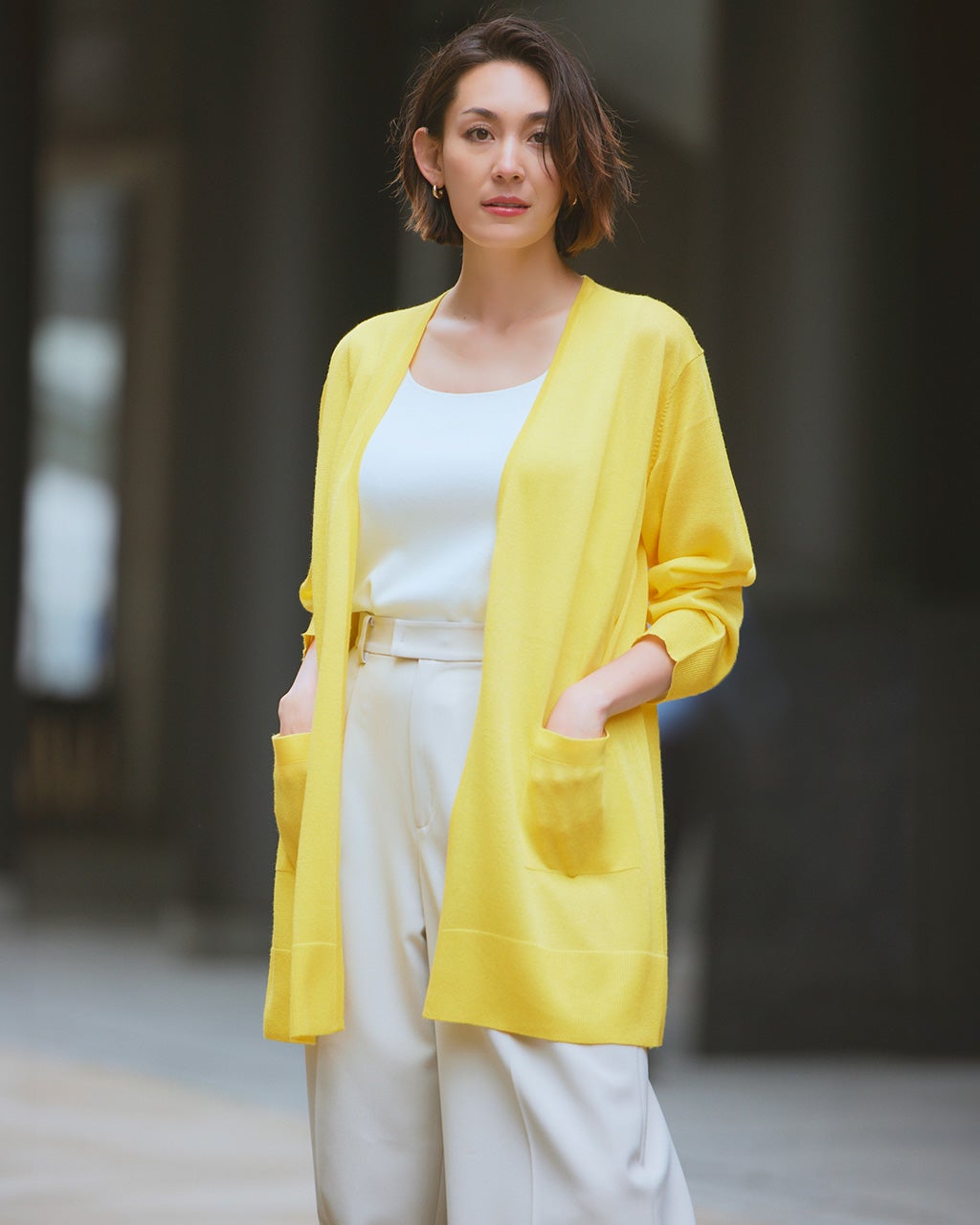 スパークリングニット・ボタンレスカーディガン/DoCLASSE