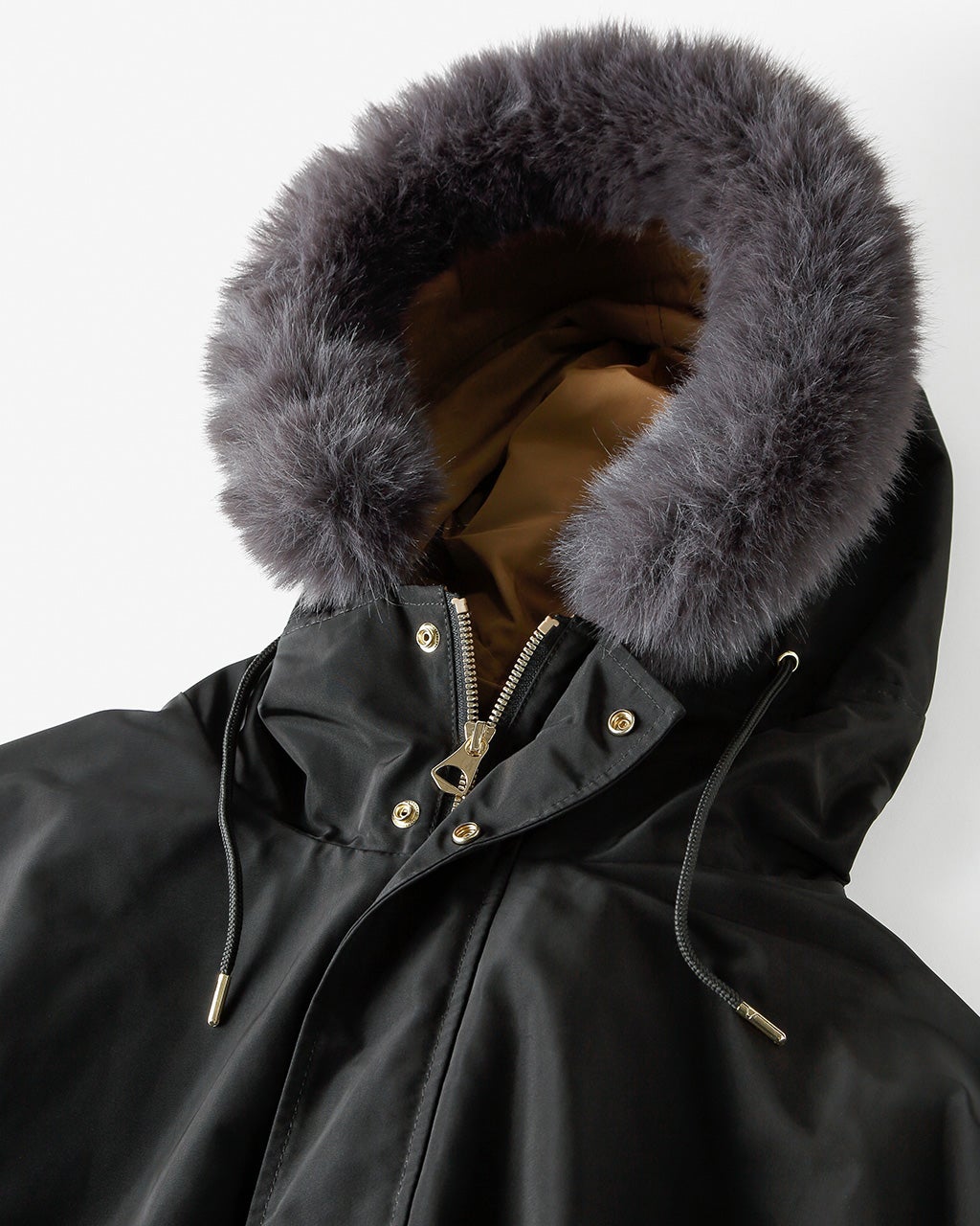 光沢グログラン・ファー使いモッズコート/DoCLASSE