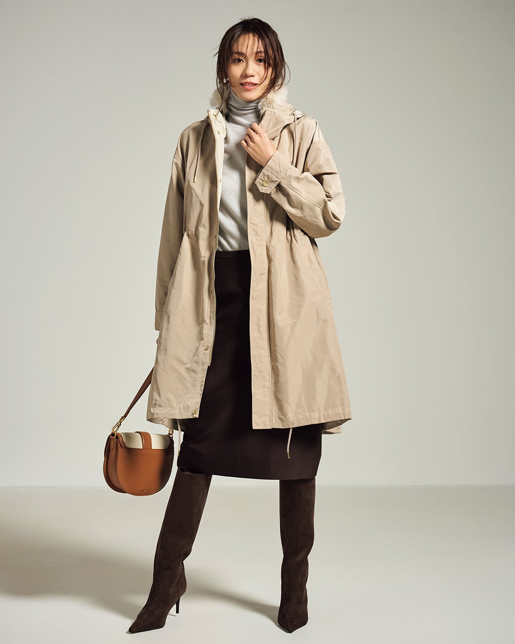 光沢グログラン・ファー使いモッズコート/DoCLASSE