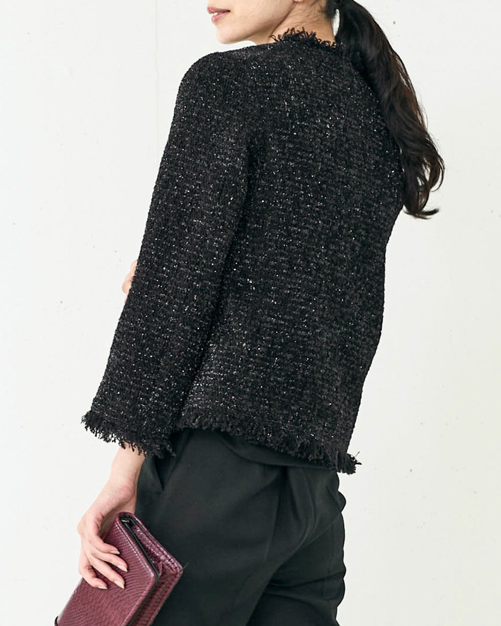 ラメツイード・ノーカラージャケット/DoCLASSE