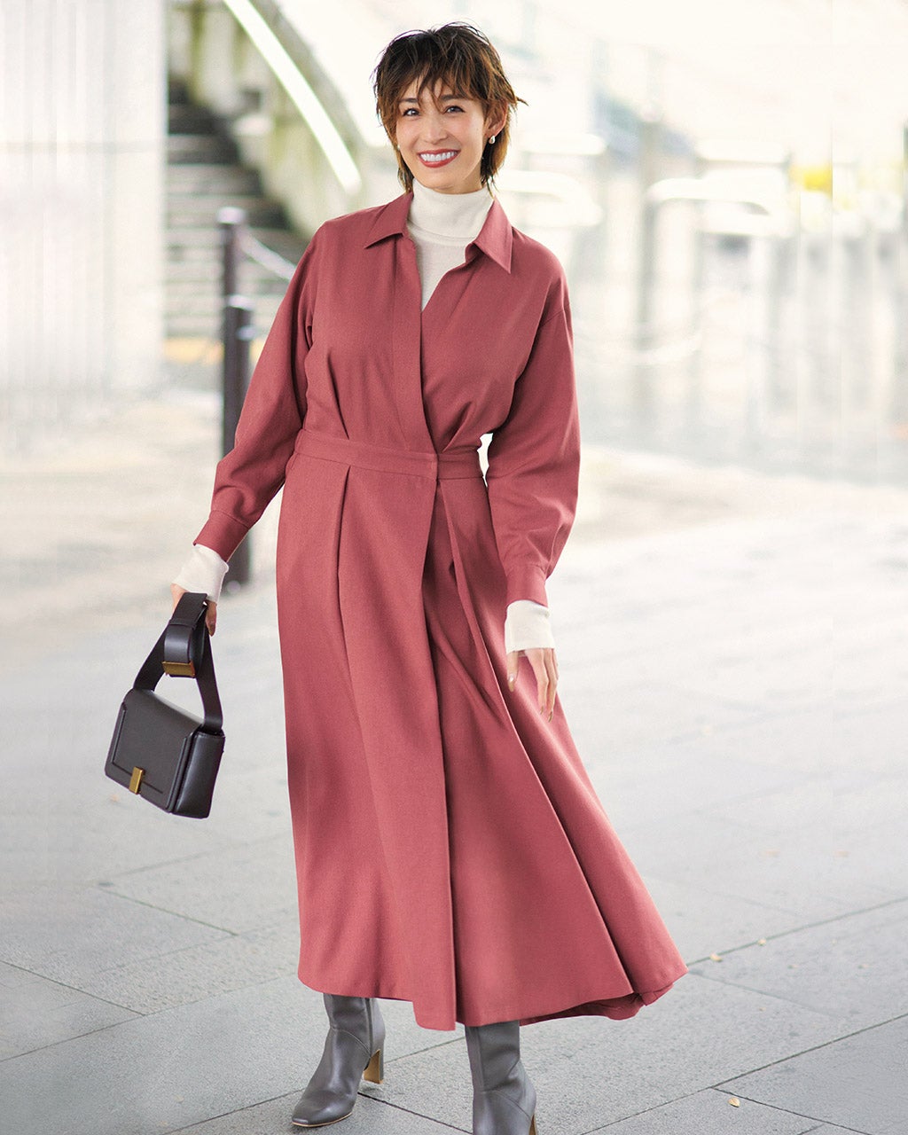 サキソニー風・カシュクールシャツワンピース/DoCLASSE