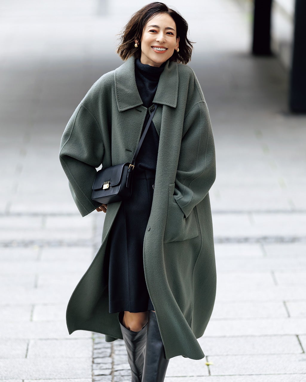 カシミヤ混ウールリバー・ステンカラーコート/DoCLASSE