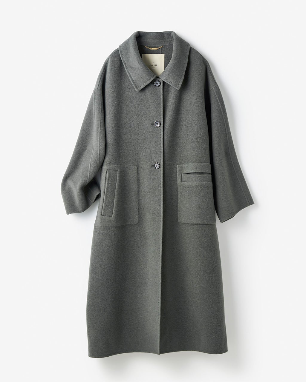 カシミヤ混ウールリバー・ステンカラーコート/DoCLASSE
