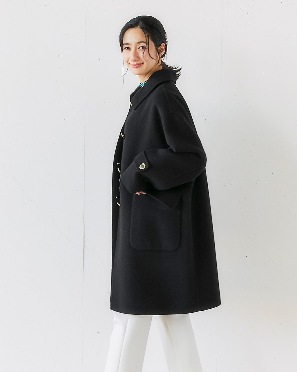 NEWYORKER カシミヤ混 ウールコート ブラック M 美品 カシミヤ混ウール