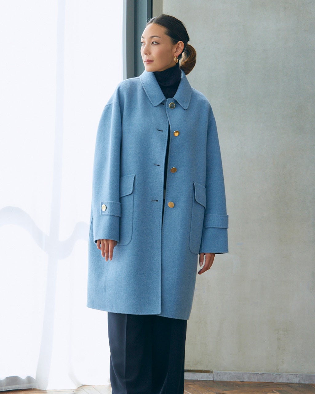 カシミヤ混ウールリバー・2WAYミドルコート/DoCLASSE