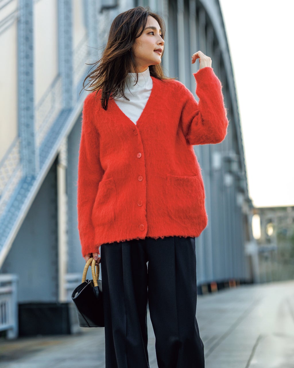 モヘア混シャギー・Vネックカーディガン/DoCLASSE