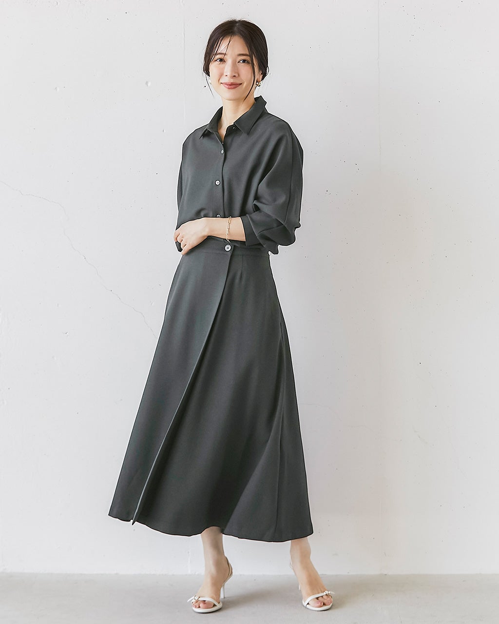 サキソニー・フレアシャツワンピース/DoCLASSE