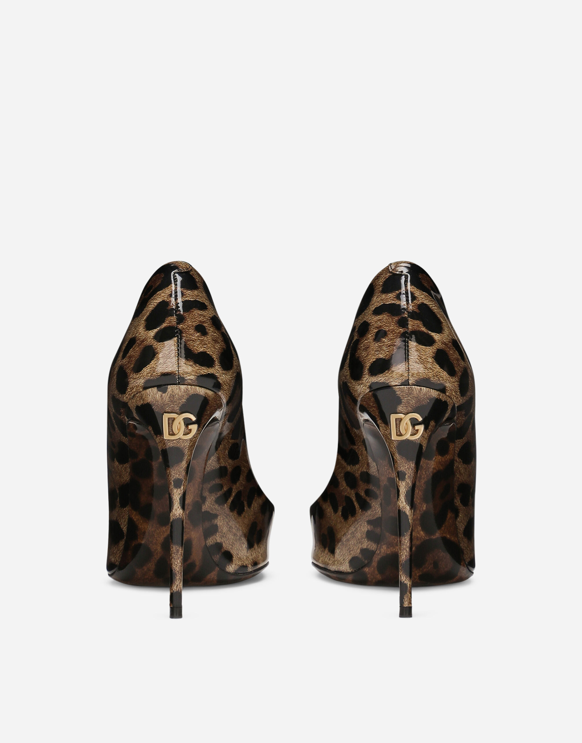 Printed polished calfskin pumps in Animal Print for Women