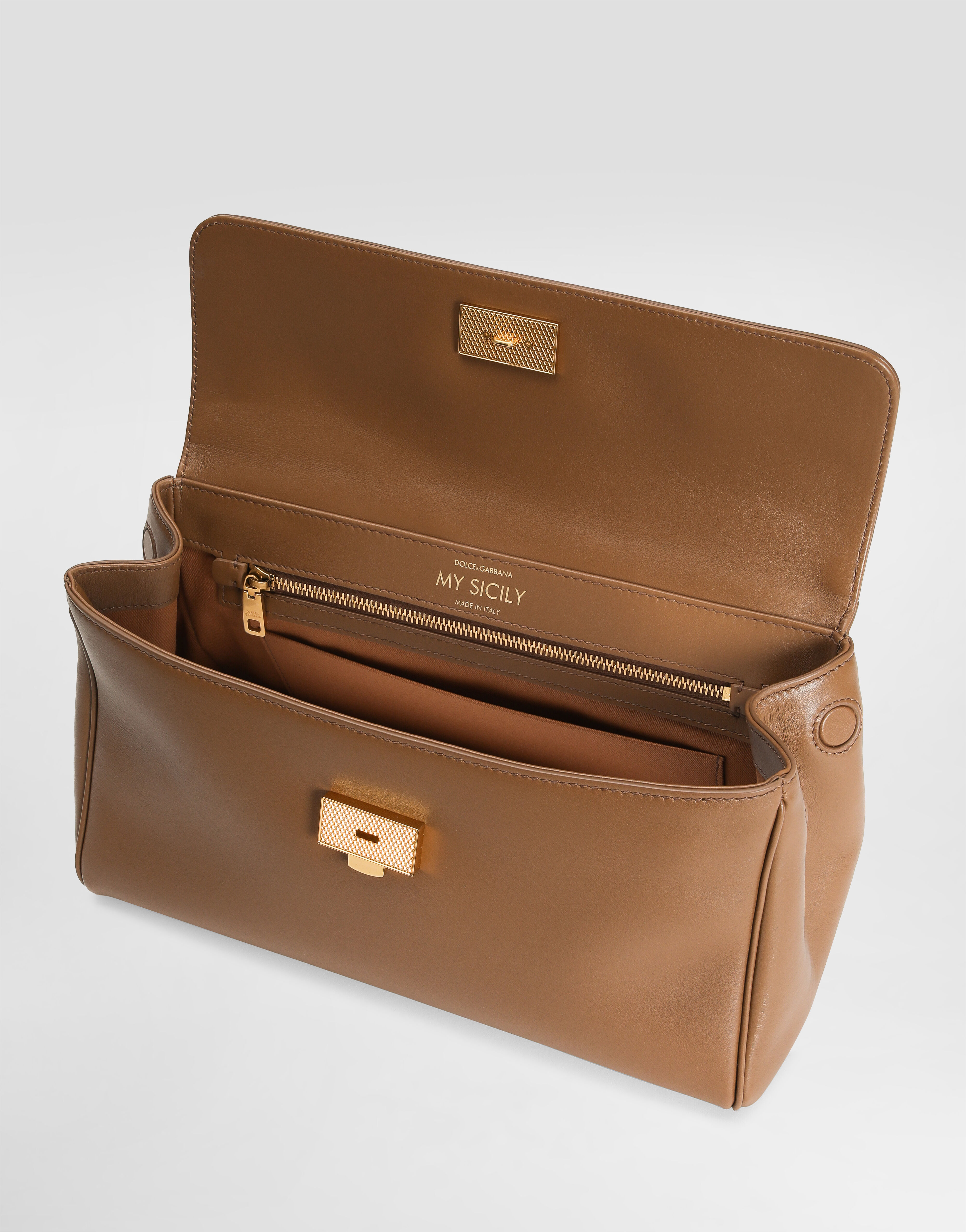 Medium My Sicily handbag in plongé calfskin in Brown for Women