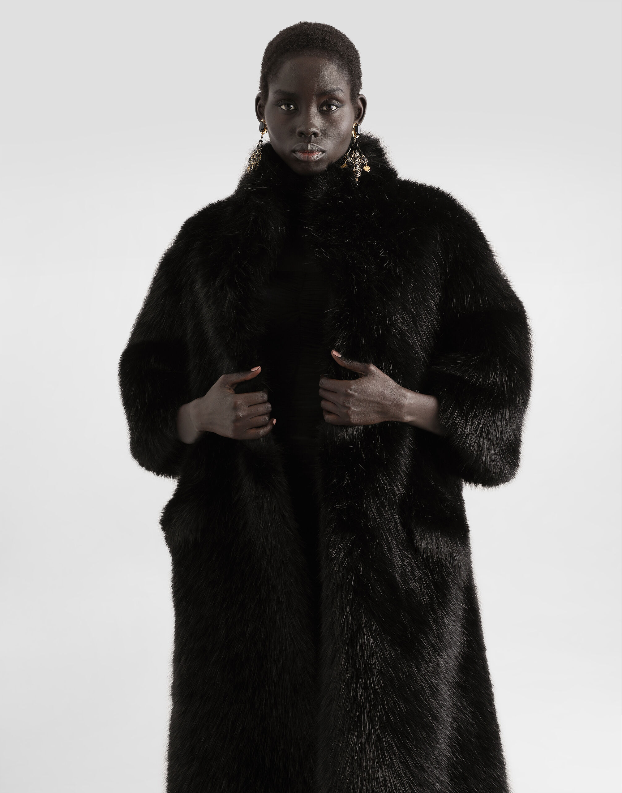 Faux fur coat in Black for Women | Dolce&Gabbana® US