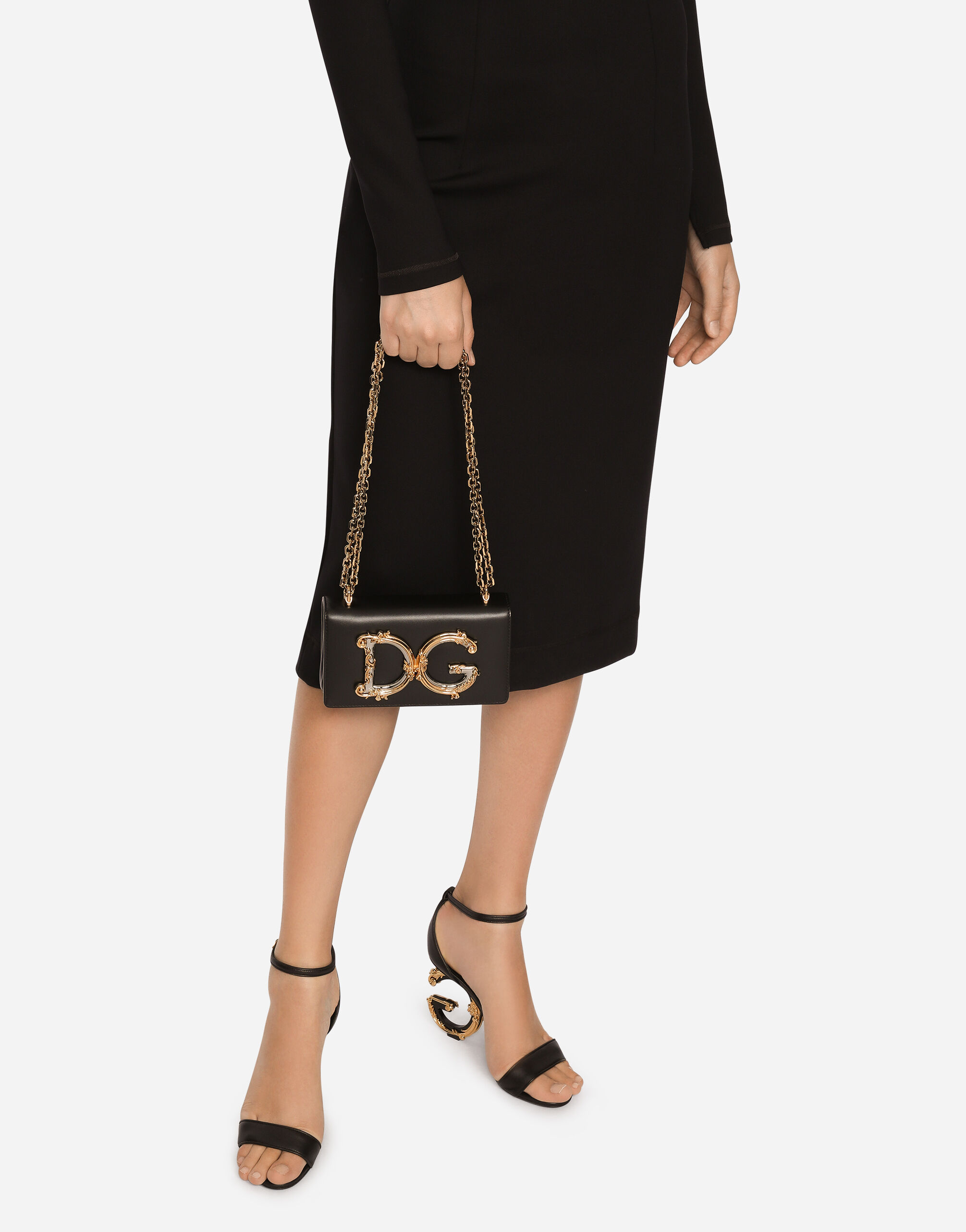 Calfskin DG Girls phone bag in Black for Women | Dolce&Gabbana® US