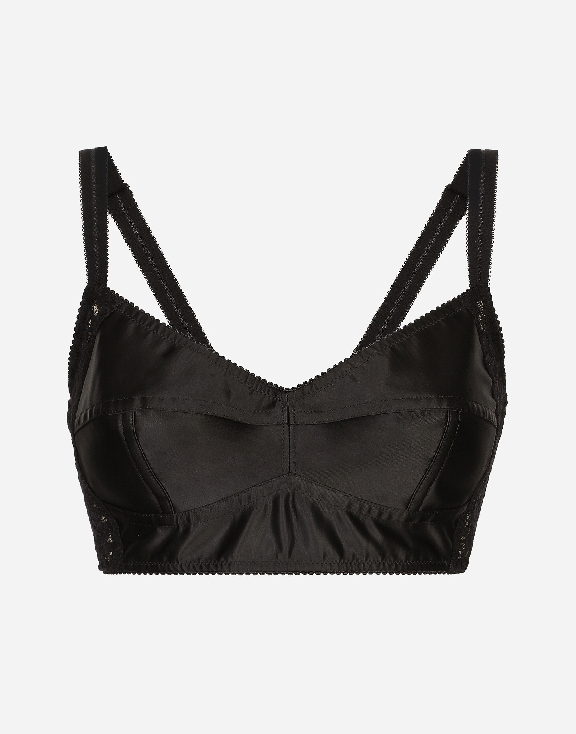 Satin and lace bralette top in Black for Women | Dolce&Gabbana® US