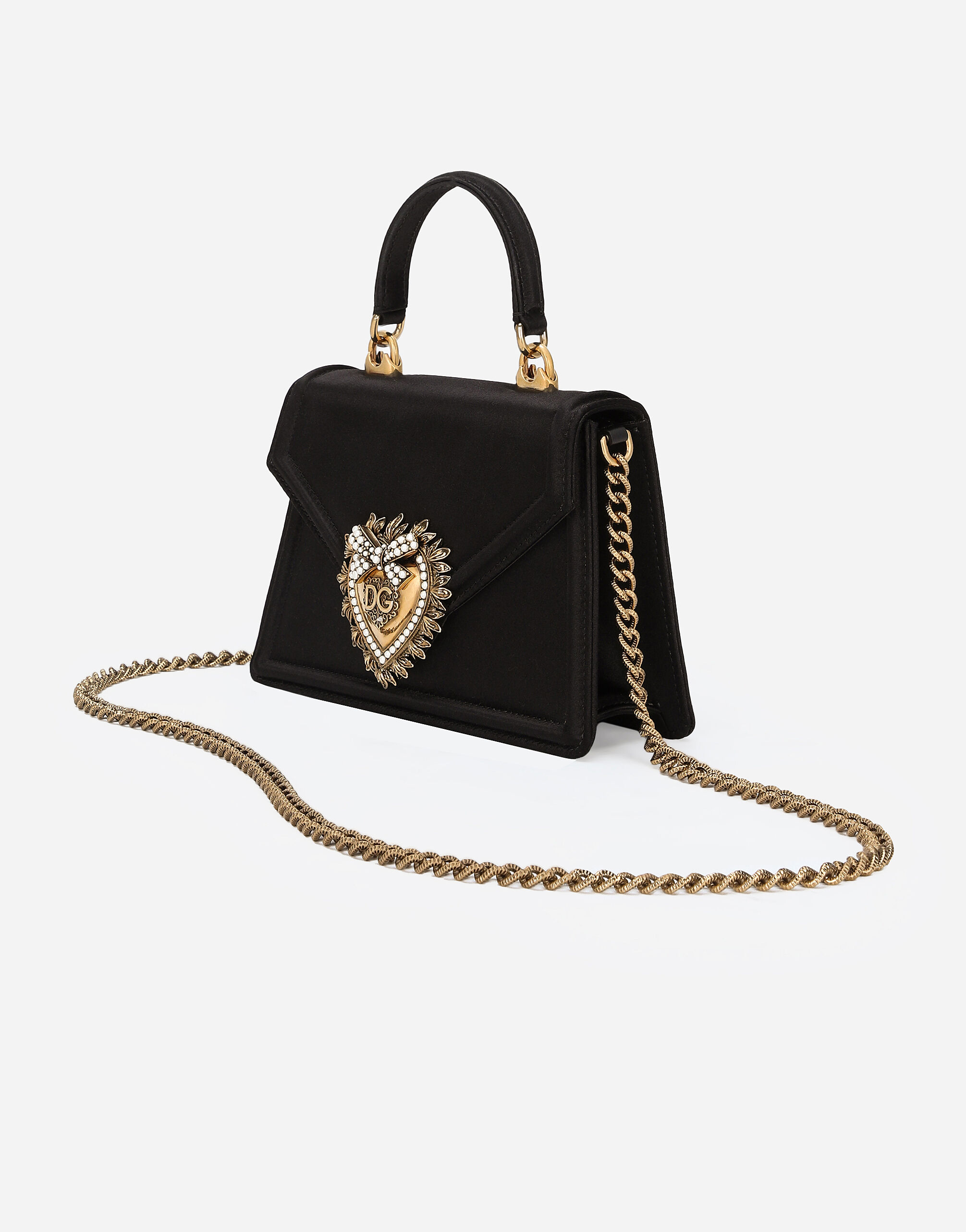 Small satin Devotion bag in Black for Women | Dolce&Gabbana® US