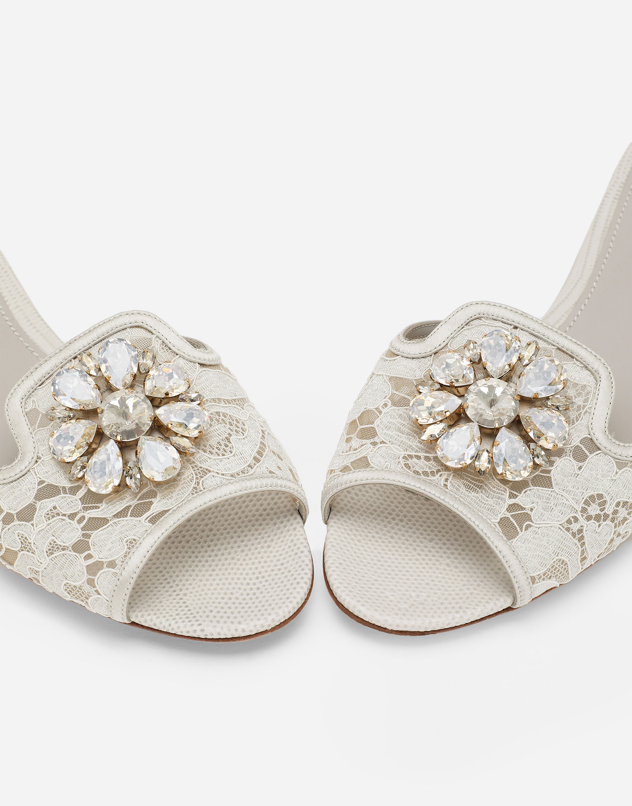 Lace rainbow slides with brooch detailing in Grey for Women