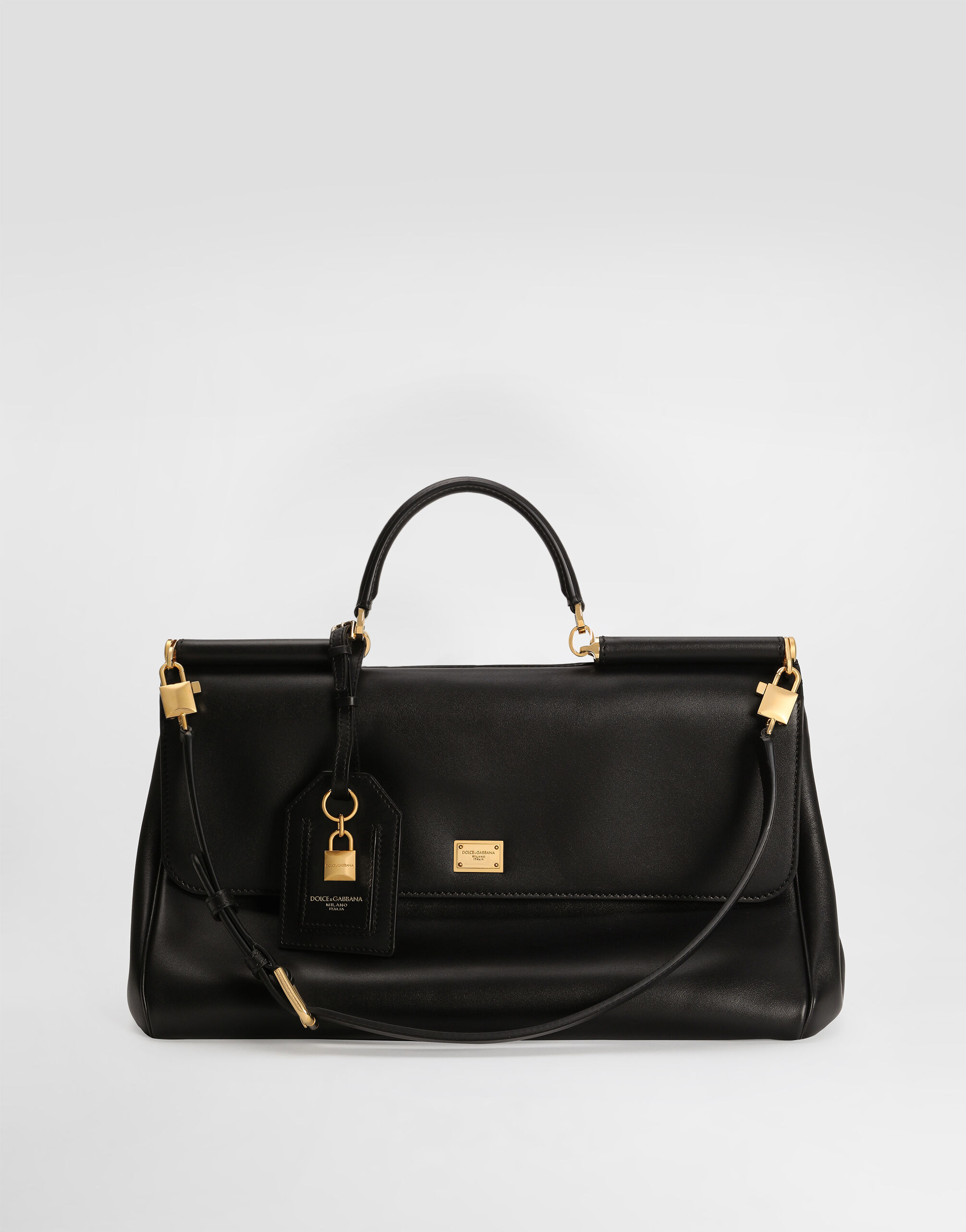 Maxi My Sicily handbag in plongé calfskin in Black for Women