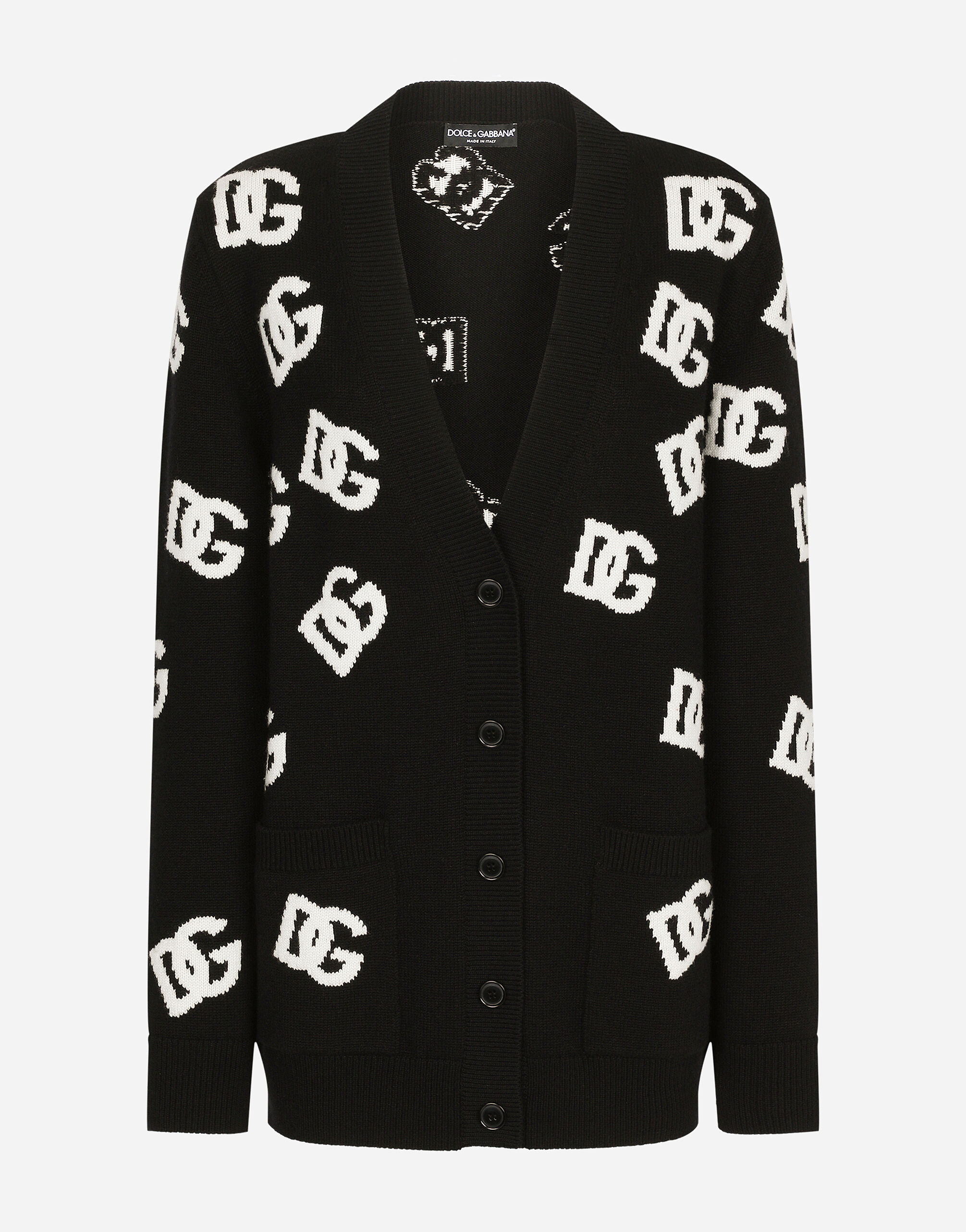 Cashmere cardigan with DG logo inlay in Print for Women