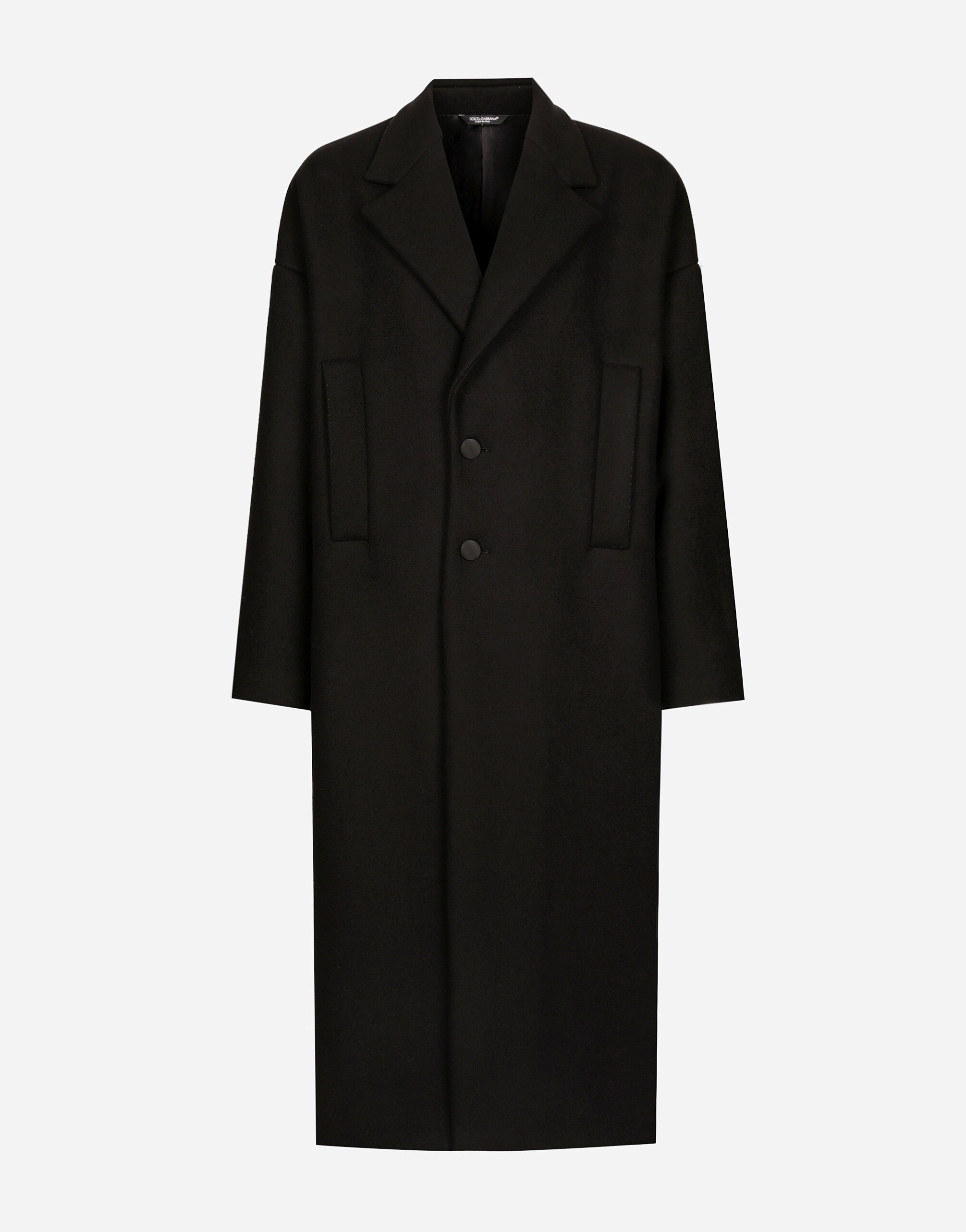 Oversize single-breasted wool coat in Black for Men