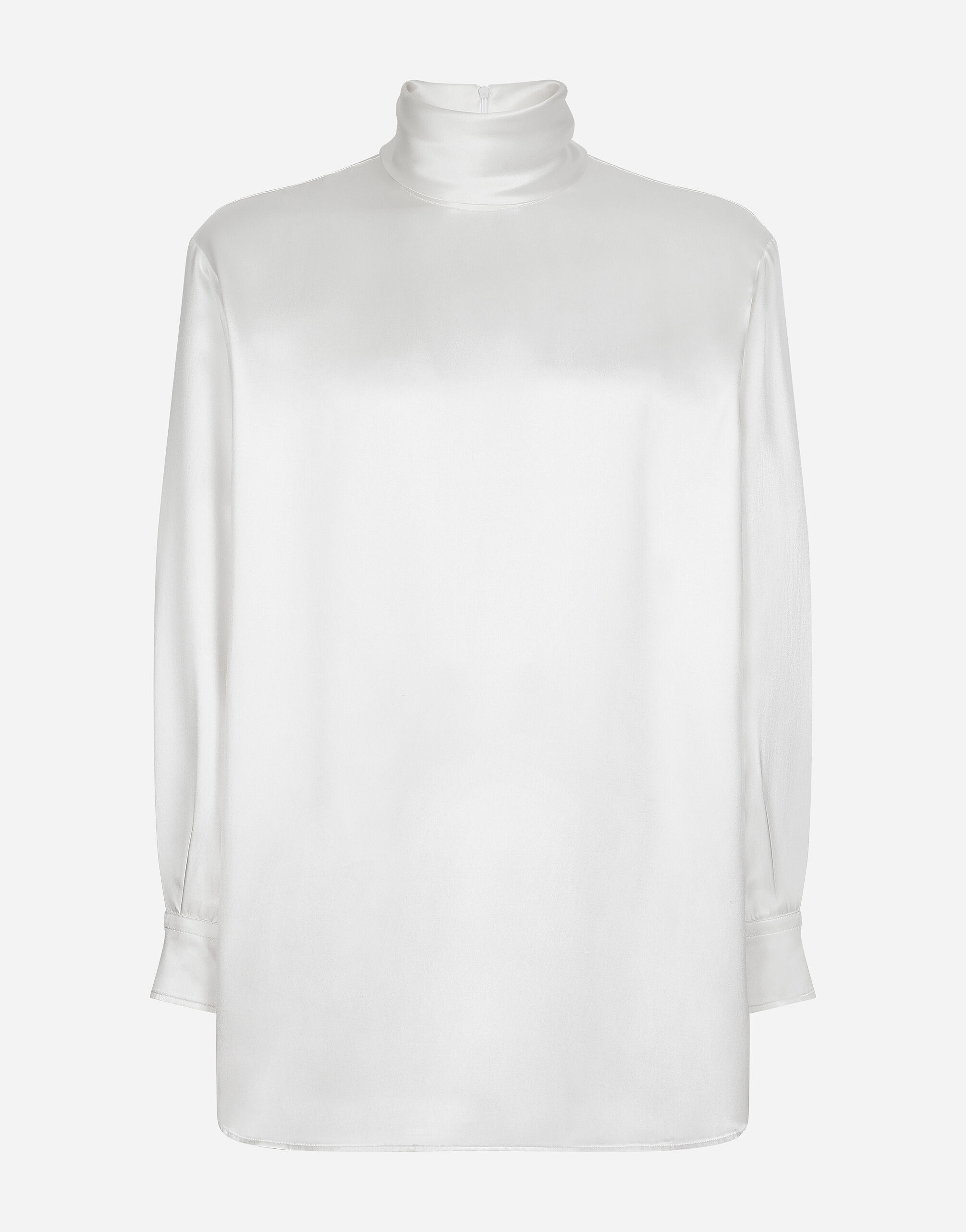 Loose silk turtleneck with shirt cuffs in White for Men