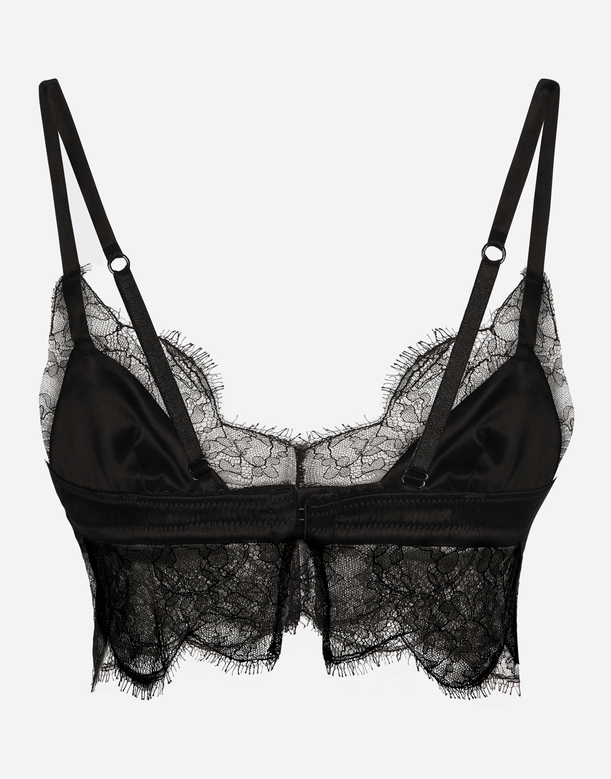 Soft-cup satin bralette with lace detailing in Black for Women