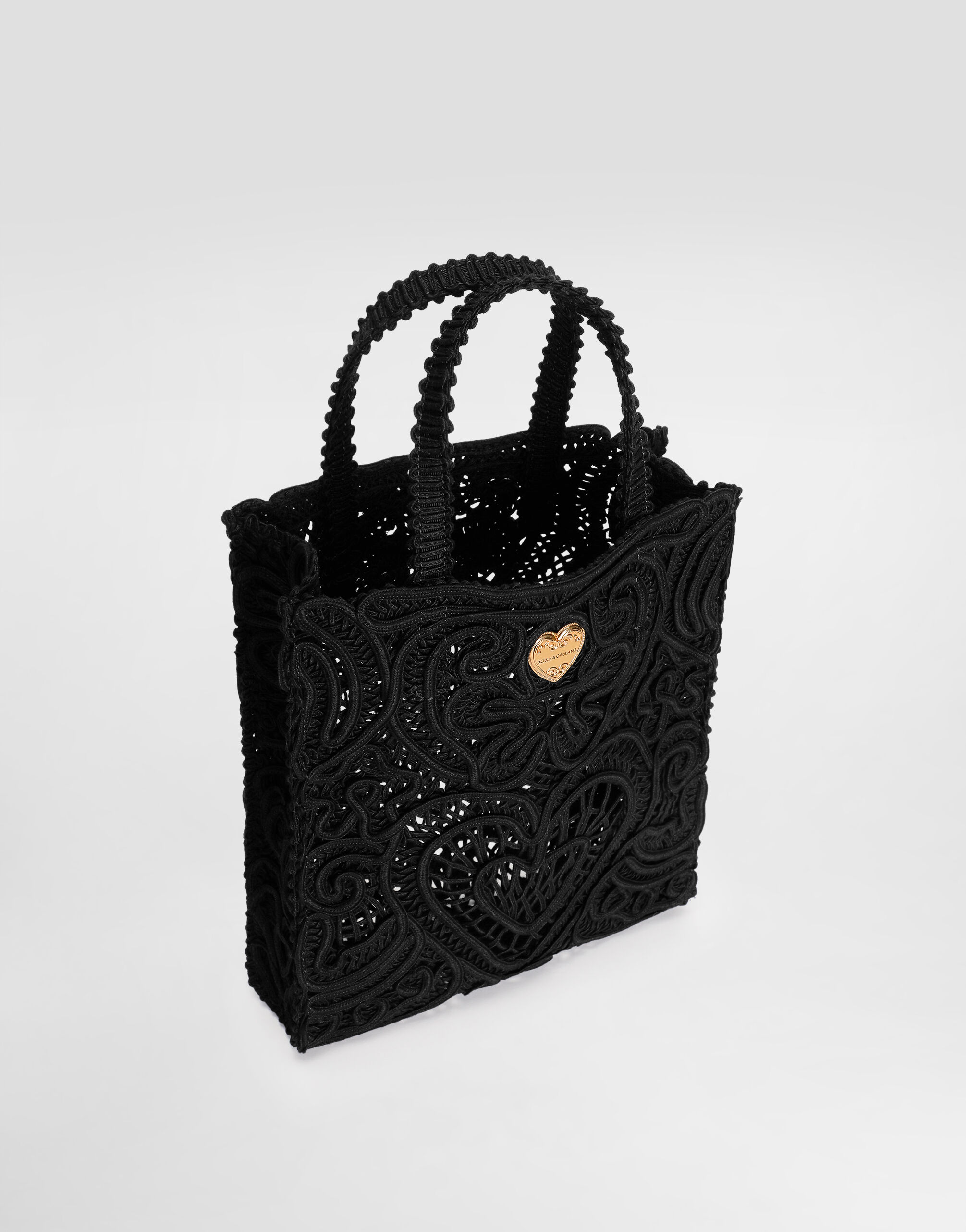 ブラックのウィメンズ ショッピングバッグ スモール コードレースエン