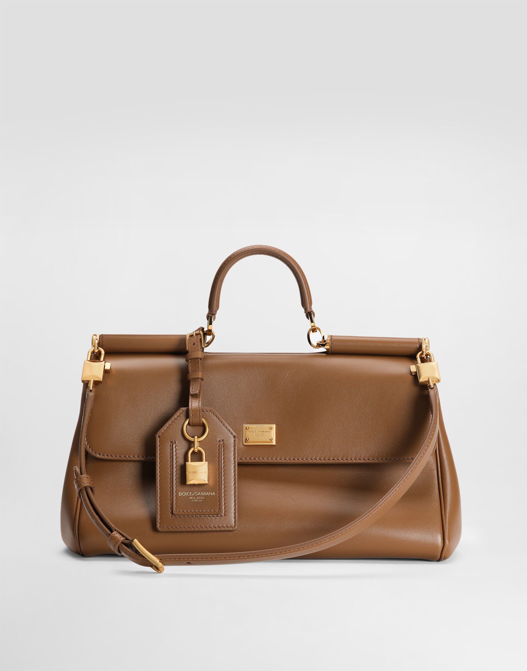 Medium My Sicily handbag in plongé calfskin in Brown for Women
