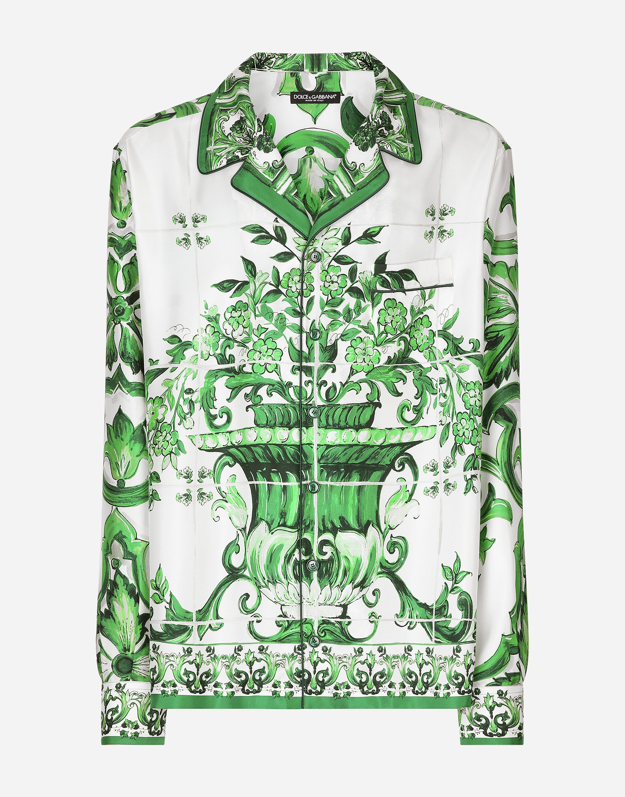 Silk twill shirt with majolica print in Print for Men