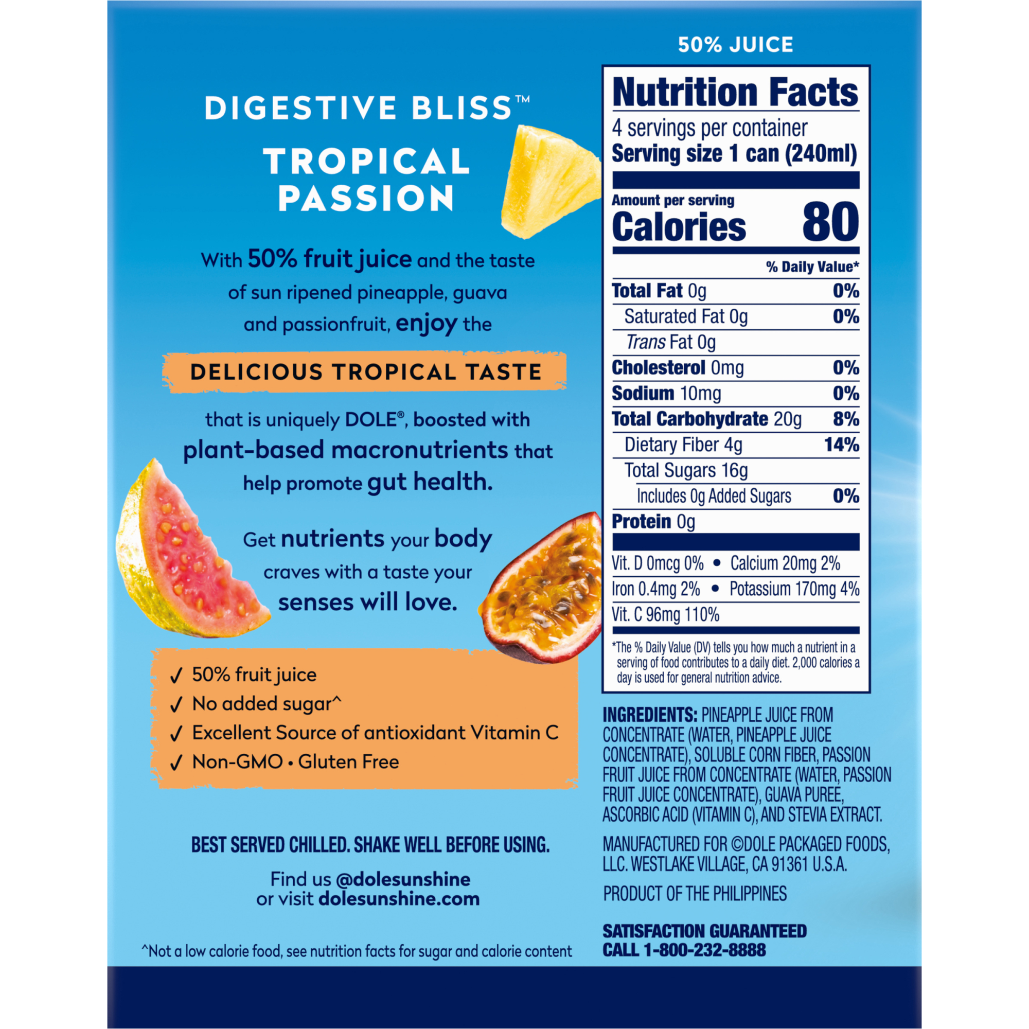 Digestive Bliss™ - Passionfruit & Guava Flavored Drink - Dole