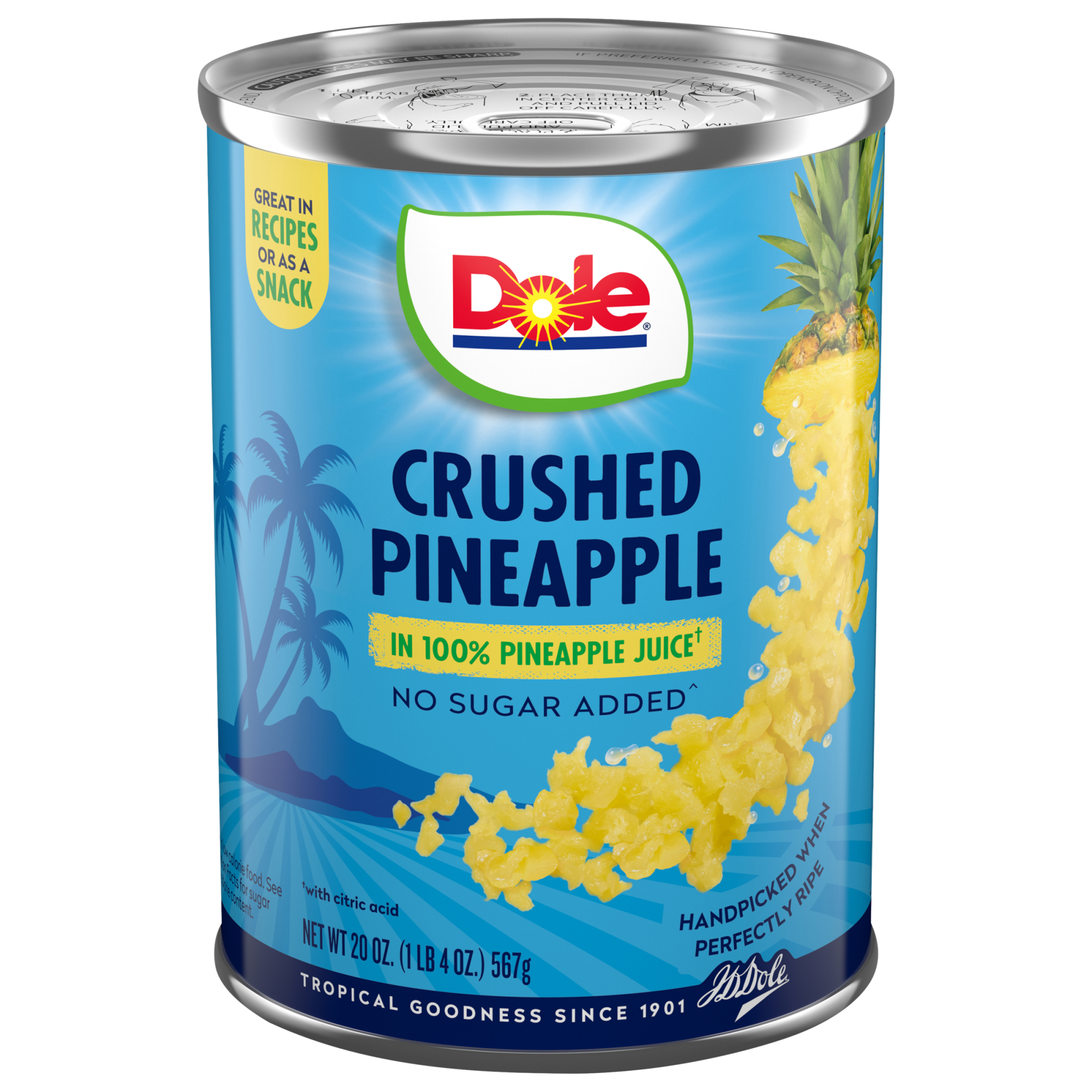 Dole® Canned Crushed Pineapple in 100% Juice: 20 oz, Large - Dole