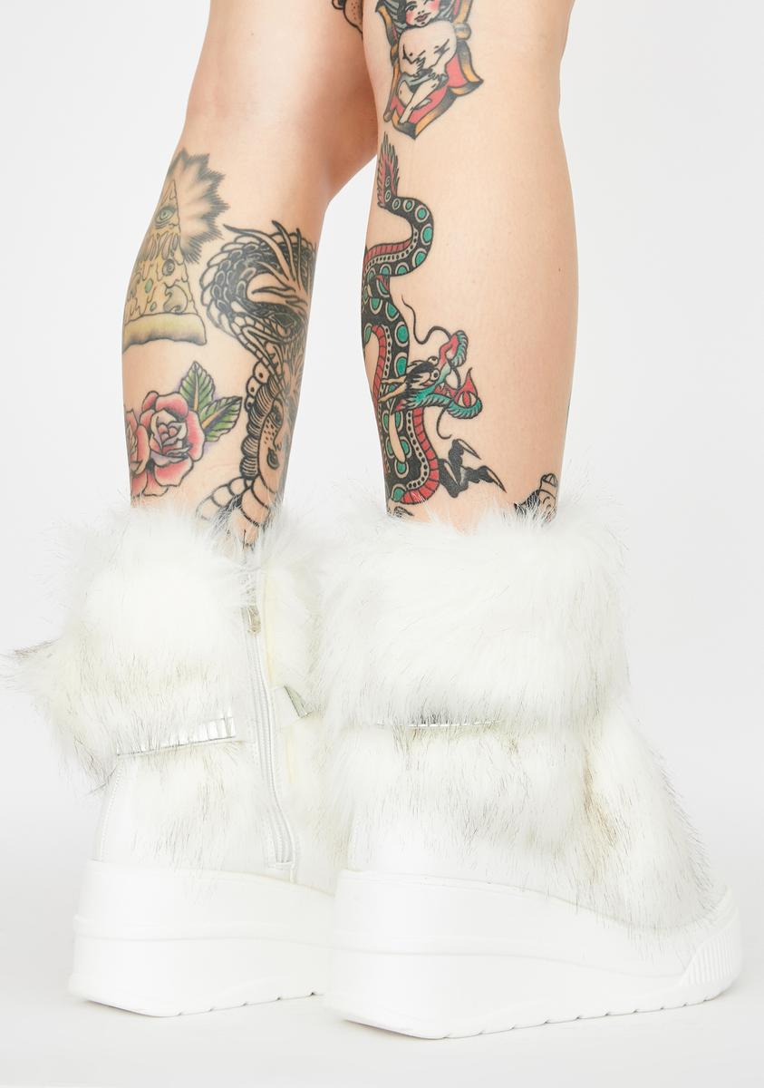 Faux Fur Platform Booties Winter White – Dolls Kill
