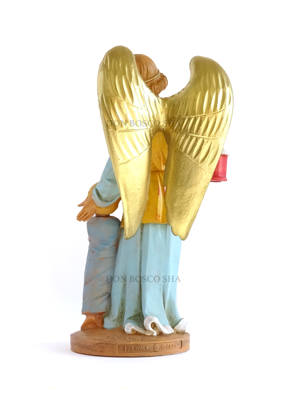 守護の天使と男の子像 約17cm カラー W/T - ドン・ボスコ社