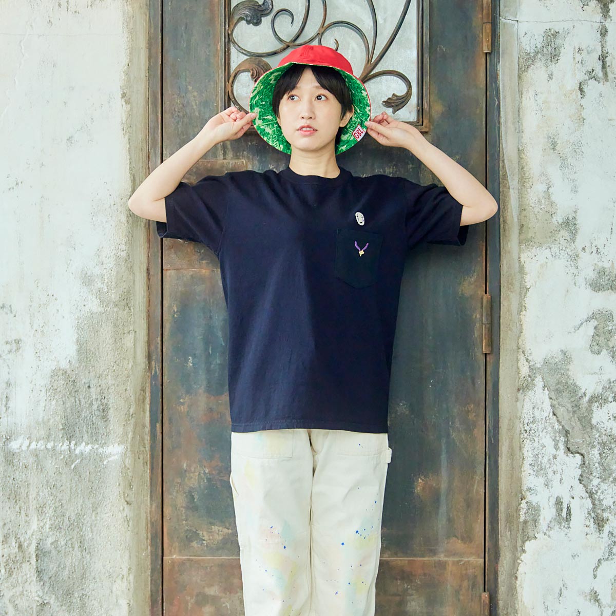 GBL】千と千尋の神隠し Good On コラボポケット刺繍Tシャツ カオナシ