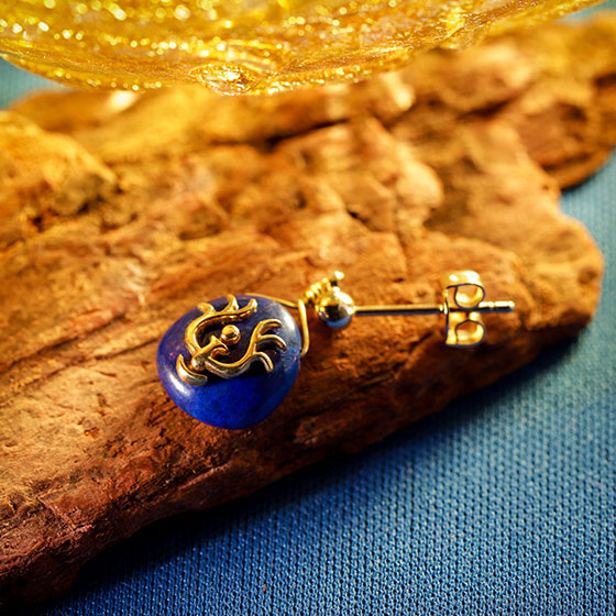 GBL】天空の城ラピュタ My Treasure ピアス 飛行石ラピスラズリ≪片耳