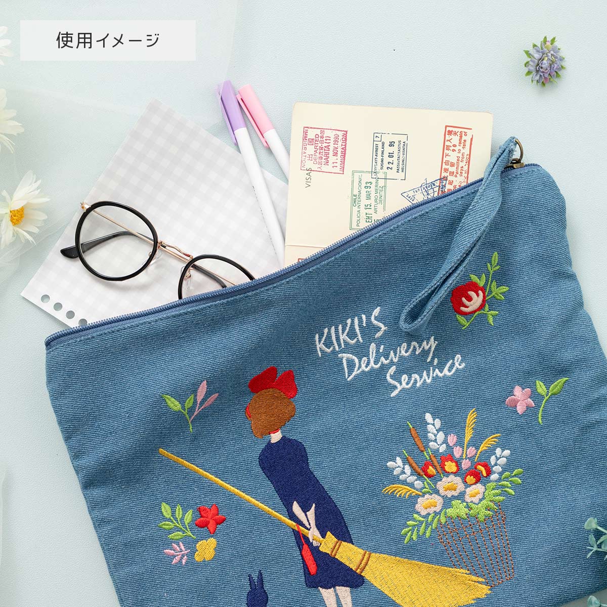 魔女の宅急便 デニム刺繍シリーズ クラッチバッグ | どんぐり共和国