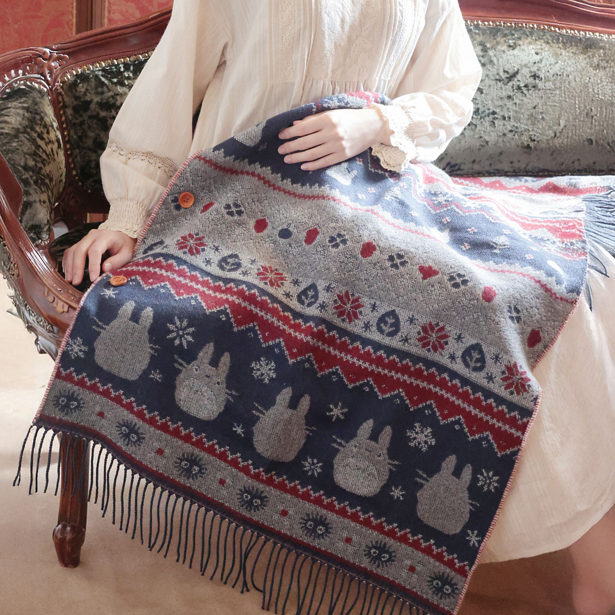 となりのトトロ ボタン付ストール 雪の結晶 | どんぐり共和国そらのうえ店