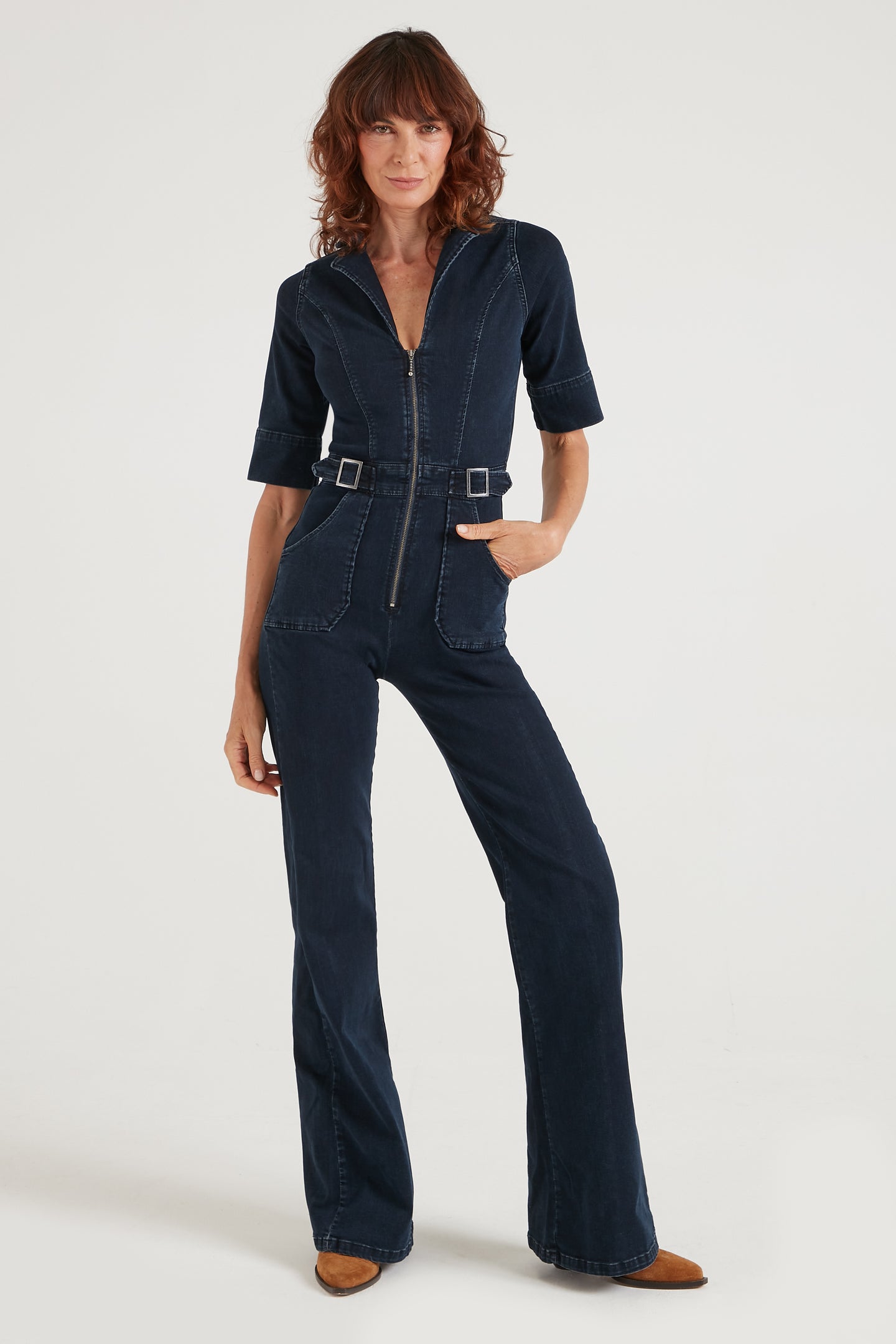 Cassandra The Flared Jumpsuit | I've Got The Blues Baby [Dark Blue