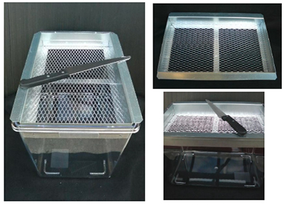 菌糸ブロック崩し3点セット（崩しアミ・専用ケース・ 皮はぎナイフ