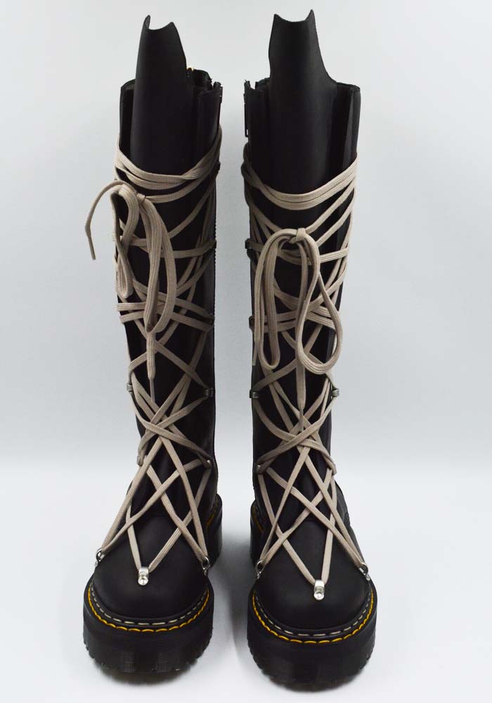 RICK OWENS x DR. MARTENS 1B60 QUAD SOLE PENTALACE BOOTS BLACK FW25
