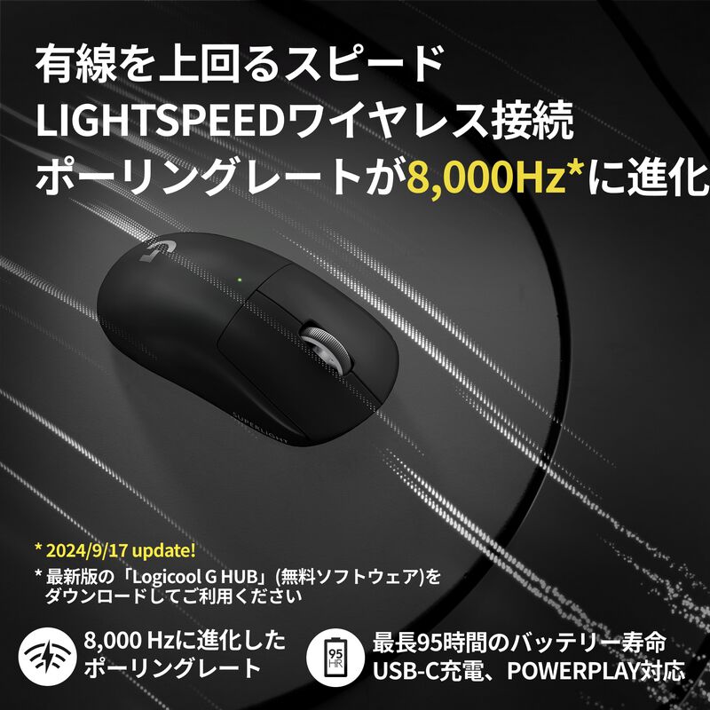 Logicool PRO X SUPERLIGHT 2 Wireless Gaming Mouse G-PPD-004WL-BK