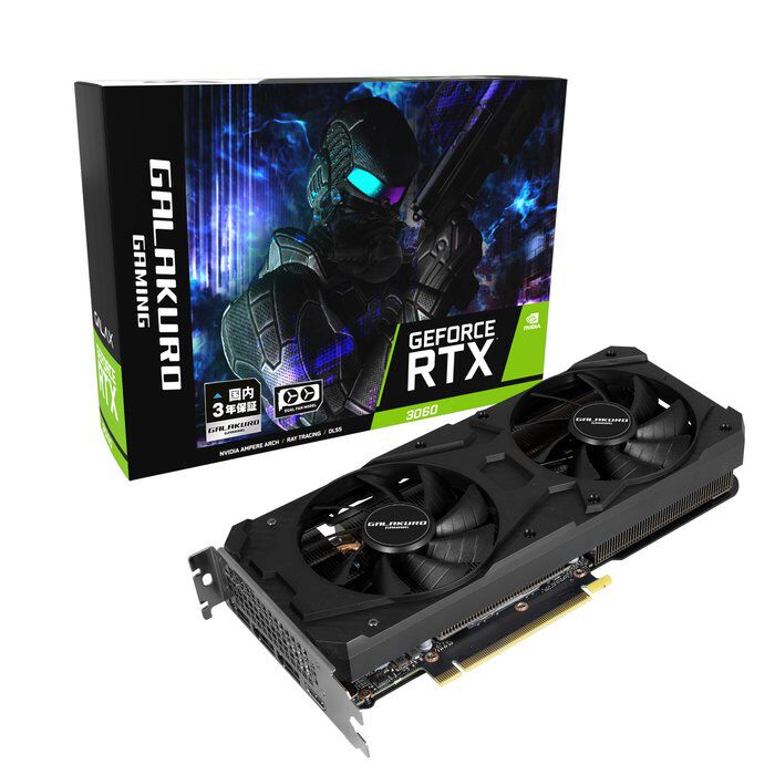 玄人志向 GG-RTX3060-E12GB/OC/DF (GeForce RTX 3060 12GB) LHR対応版