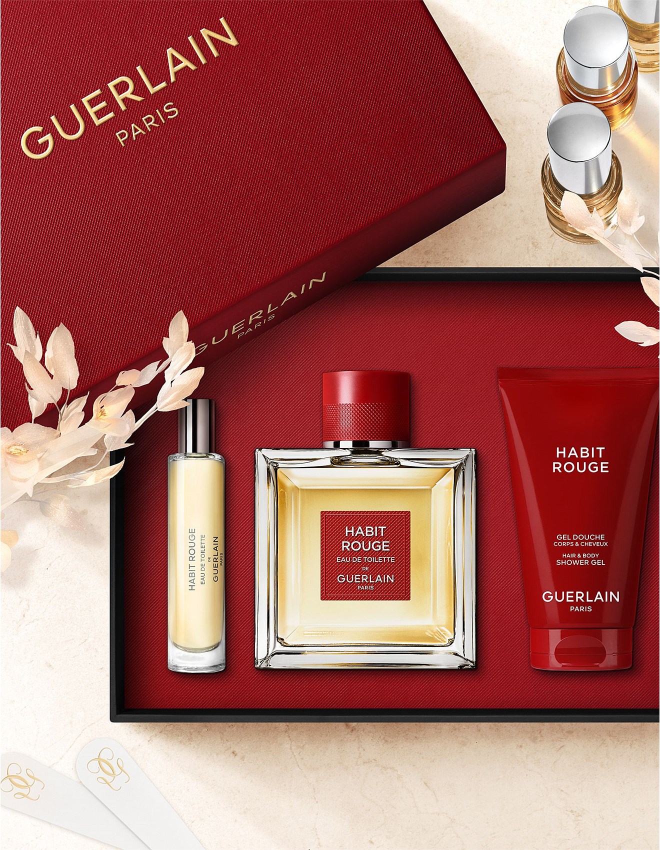 Guerlain Habit Rouge 100ml Edt & Shower Gel Set | David Jones