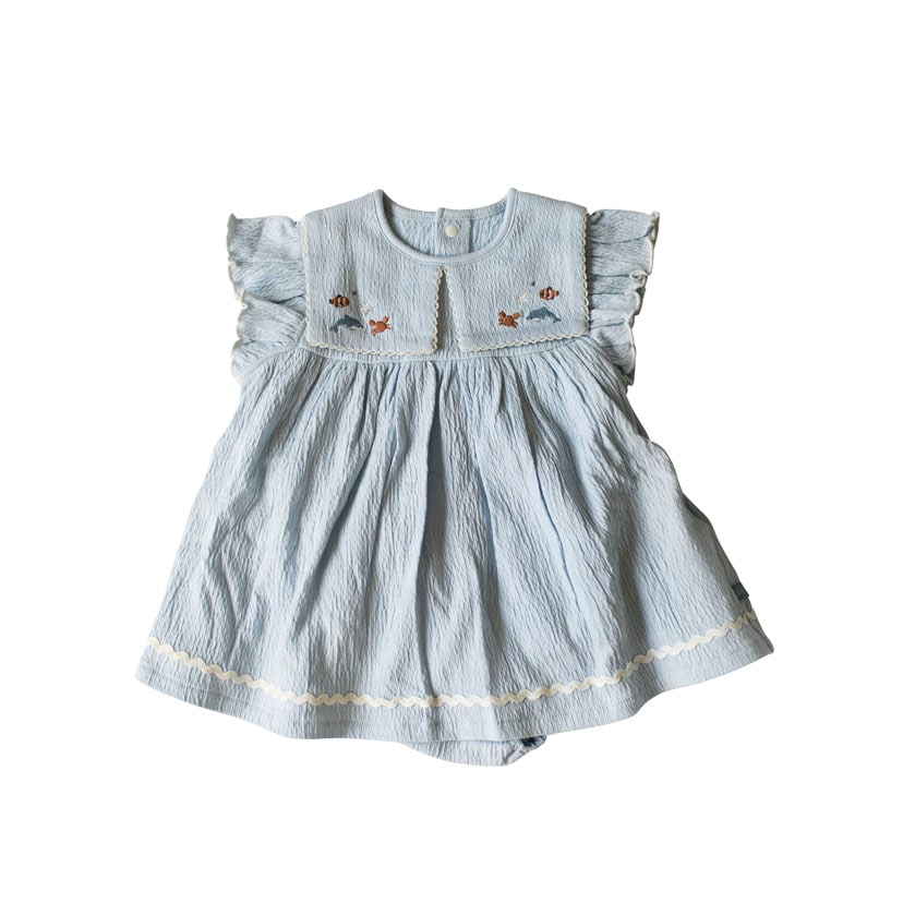 SALE】水族館 刺繍ロンパース/70/ブルー(70 【SALE】ブルー): ベビー服