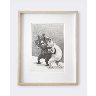 リトグラフ（石版画）ーBoxing Bear 05（black x